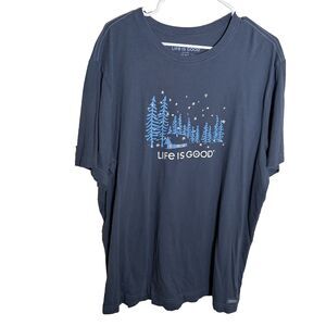 Life is Good T-Shirt Men's XXL Crusher Short Sleeve Blue Winter Trees Shirt